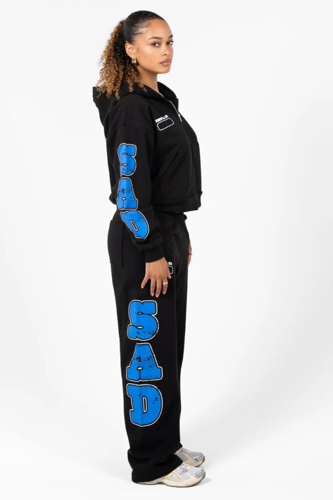 Sad Girlz Vintage Emotional Ed. Blue Sweatpant Model Right Side Pose