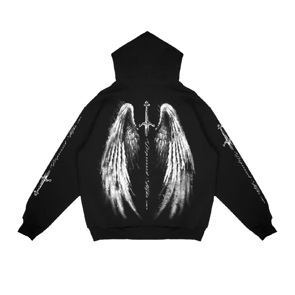 Sad Boyz ANGEL WINGZ ZIP UP HOODIE Black Back
