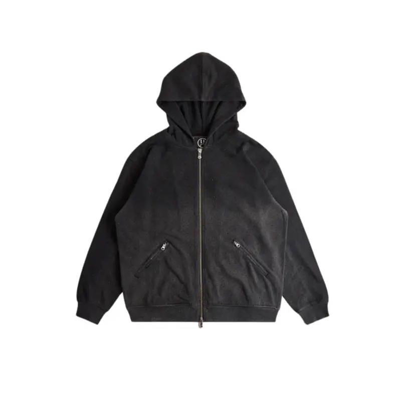 Embellish x Sad Boyz - Buss Down Fleece Zip Hoodie front black