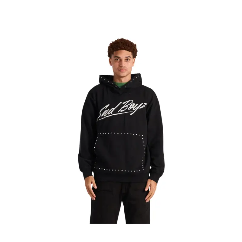 Embellish x Sad Boyz – Script Studded Pullover Black Front Design