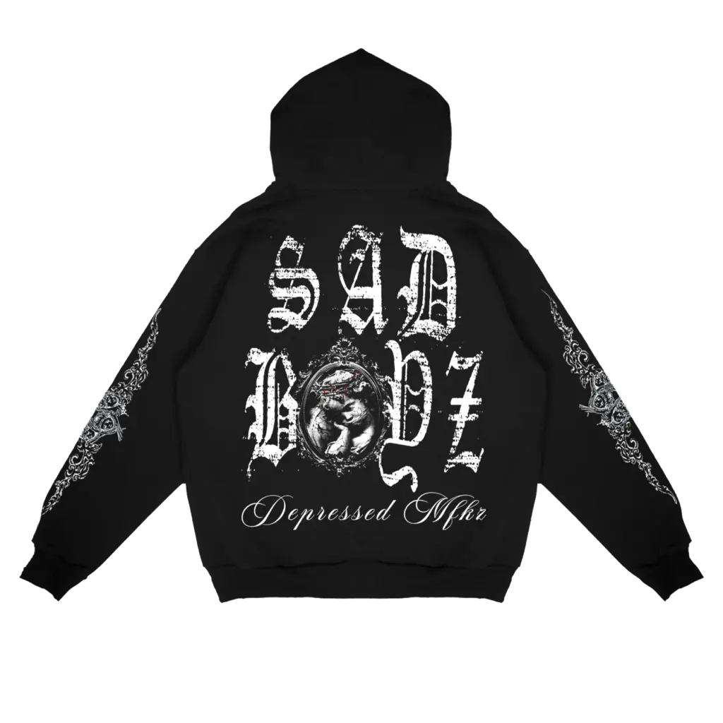 Sad Boyz OLD ENGLISH HOODIE Black Back