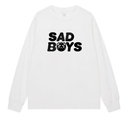 Sad Boyz Black Logo Long Sleeve – White