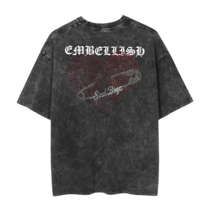 Sad Boyz Embellish Washed Black Shirt Back