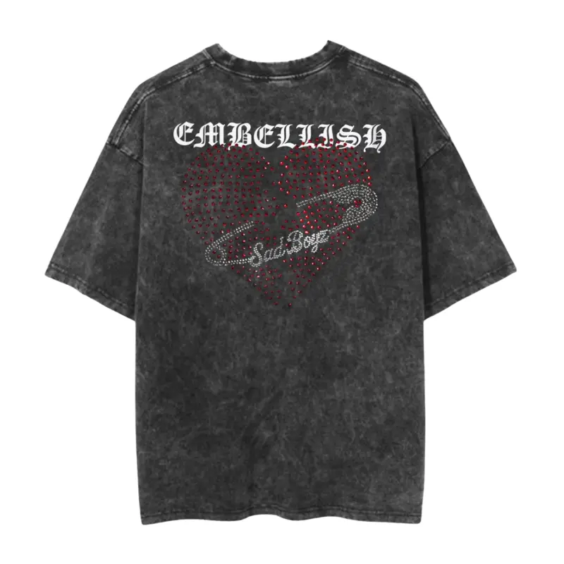 Sad Boyz Embellish Washed Black Shirt Back