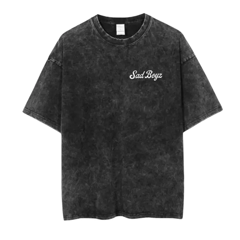 Sad Boyz Embellish Washed Black Shirt Front