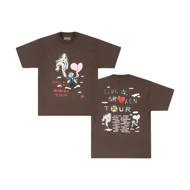 Sad Boyz Live & Broken Tour Shirt - Brown Front Back