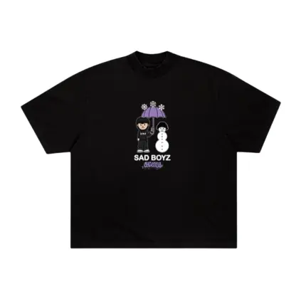 Sad Boyz X OTX BOYZ Snowman Tee Shirt - Black Front