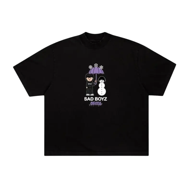 Sad Boyz X OTX BOYZ Snowman Tee Shirt - Black Front