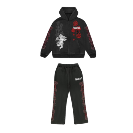 SADBOYZ El Azul Angel Zip Up Full Set. This Sad Boyz El Azul Zip Up Full Set is the perfect blend of comfort and modern streetwear design. This matching set includes a full-zip hoodie and coordinating sweatpants, crafted for those who want a complete and stylish outfit without compromise.