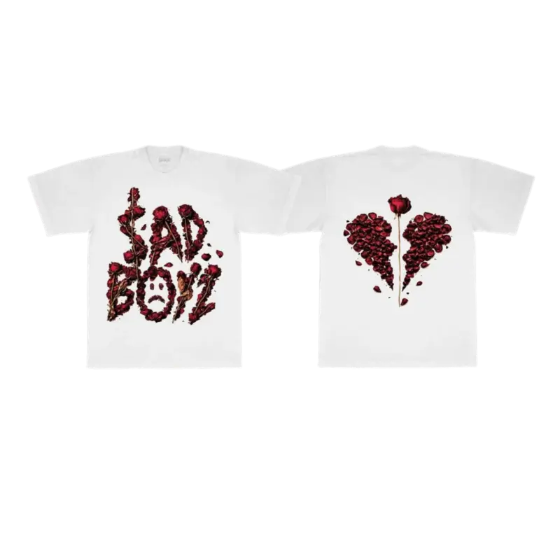 Sad Boyz Rose Broken Heart Tee Front Back