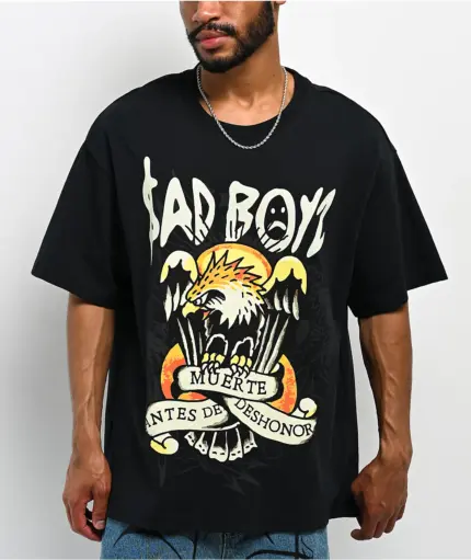 Ed Hardy x $AD BOYZ Eagle Black T-Shirt Front
