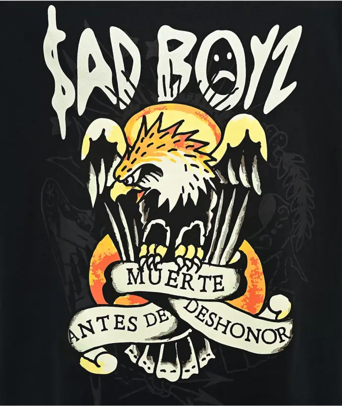 Ed Hardy x $AD BOYZ Eagle Black T-Shirt Front Design