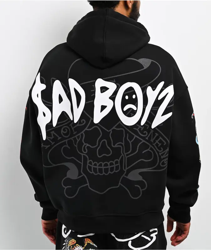 Ed Hardy x $AD BOYZ Eagle Skull Black Hoodie Back