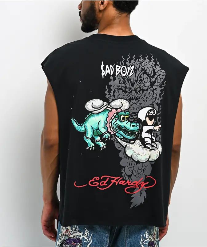Ed Hardy x $AD BOYZ Nuble Black Tank Top Back