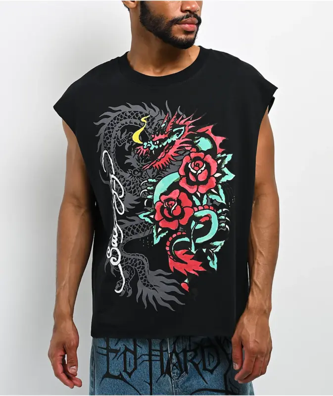 Ed Hardy x $AD BOYZ Nuble Black Tank Top Front