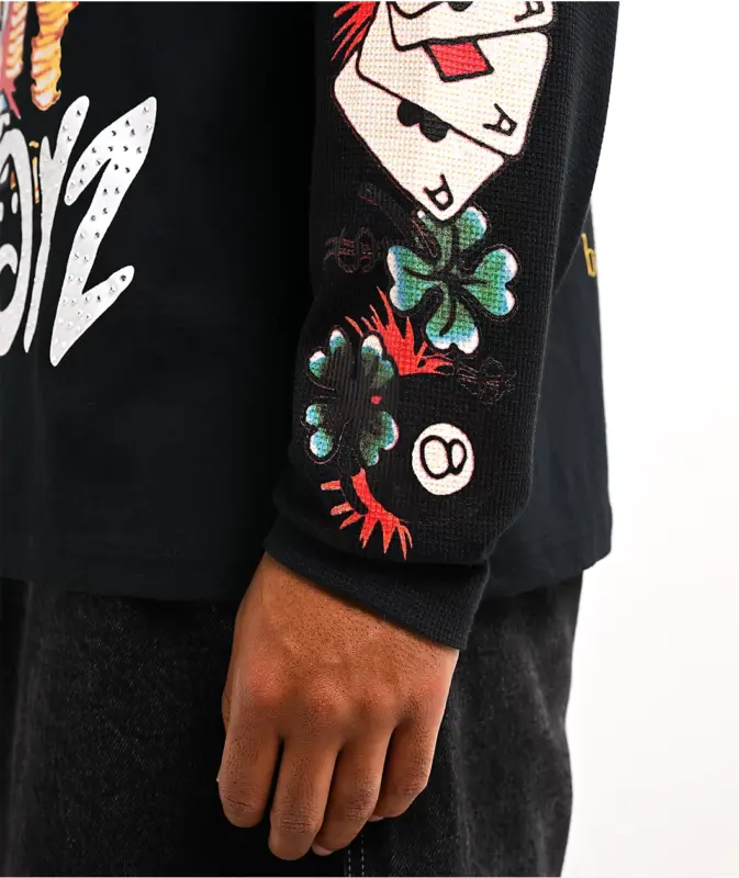 Ed Hardy x $AD BOYZ Rhinestone Black Long Sleeve Side Design