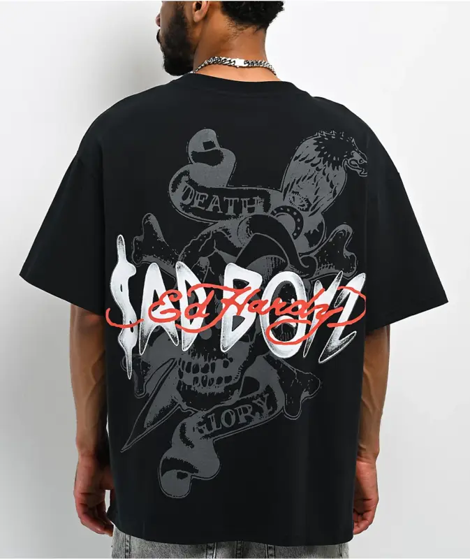 Ed Hardy x $AD BOYZ Skulls Black T-Shirt Back