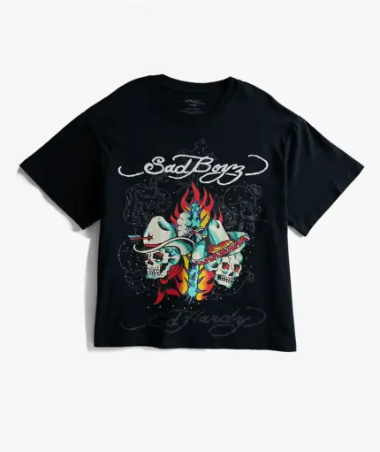 Ed Hardy x $AD BOYZ Western Rhinestone T-Shirt Front