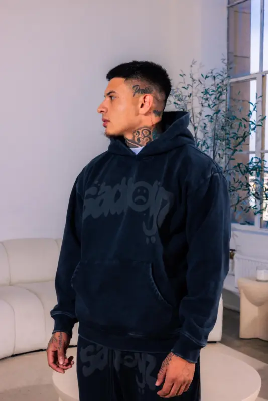 sad boyz CHARCOAL HOODIE front model